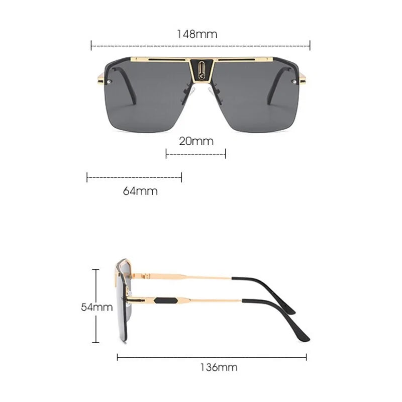 Oversized Rimless Sun Glasses For Female